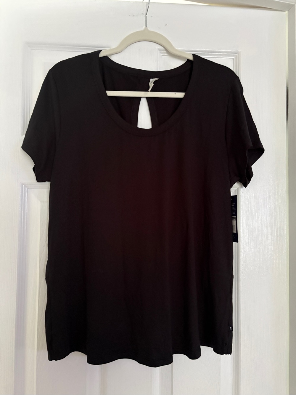 Marika Black Short Sleeve Tee with Back Keyhole